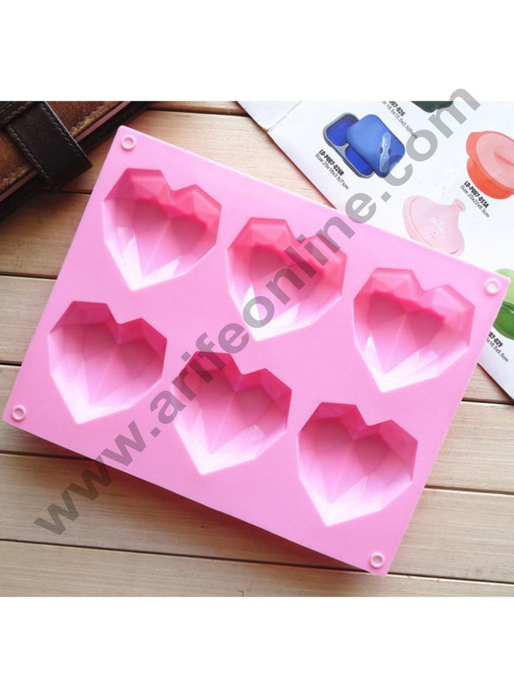 Cake Decor 6 Cavity Diamond Pinata Heart Silicone Molds for Cakes Mousse Dessert Pastry Soap and Pinata Muffin Baking Moulds