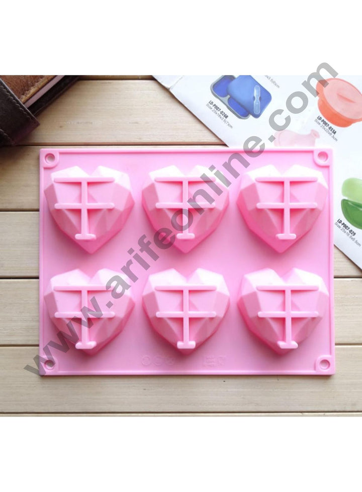 Cake Decor 6 Cavity Diamond Pinata Heart Silicone Molds for Cakes Mousse Dessert Pastry Soap and Pinata Muffin Baking Moulds