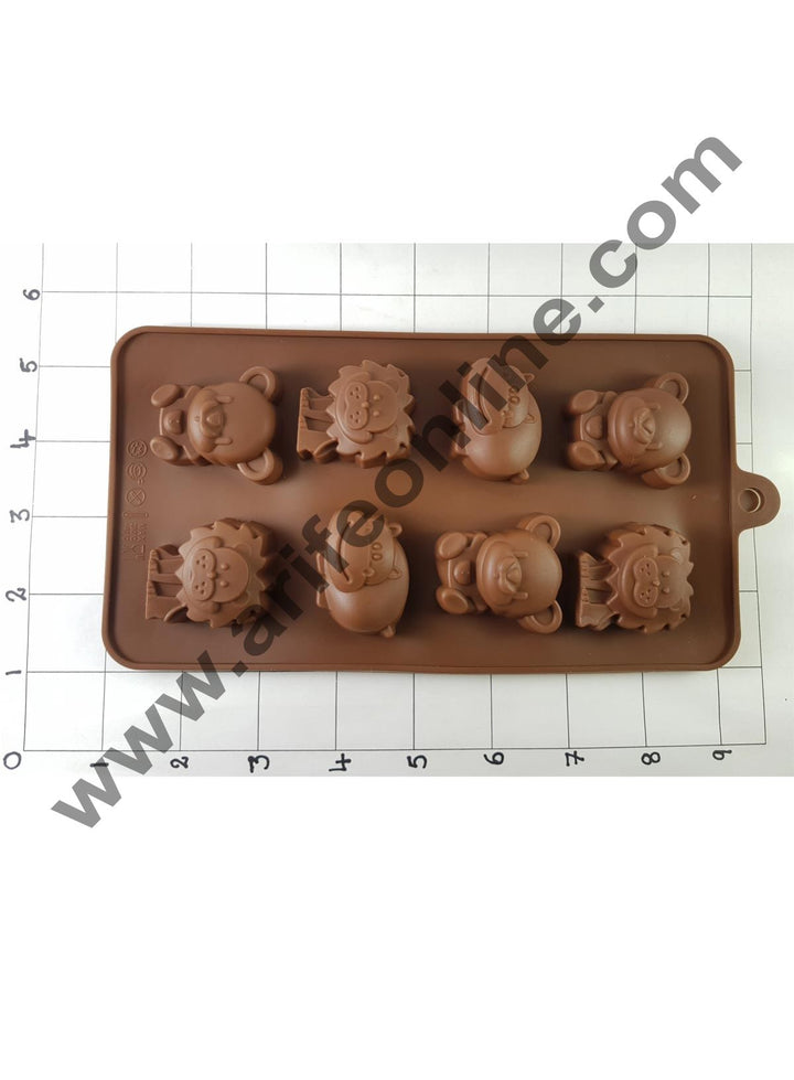 Cake Decor Silicon 8 Cavity Lion Shape Design Brown Chocolate Mould, Ice Mould, Chocolate Decorating Mould
