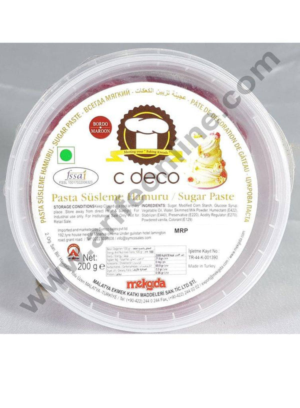 C Deco Sugar Paste (Fondant)-Maroon 200 GRM