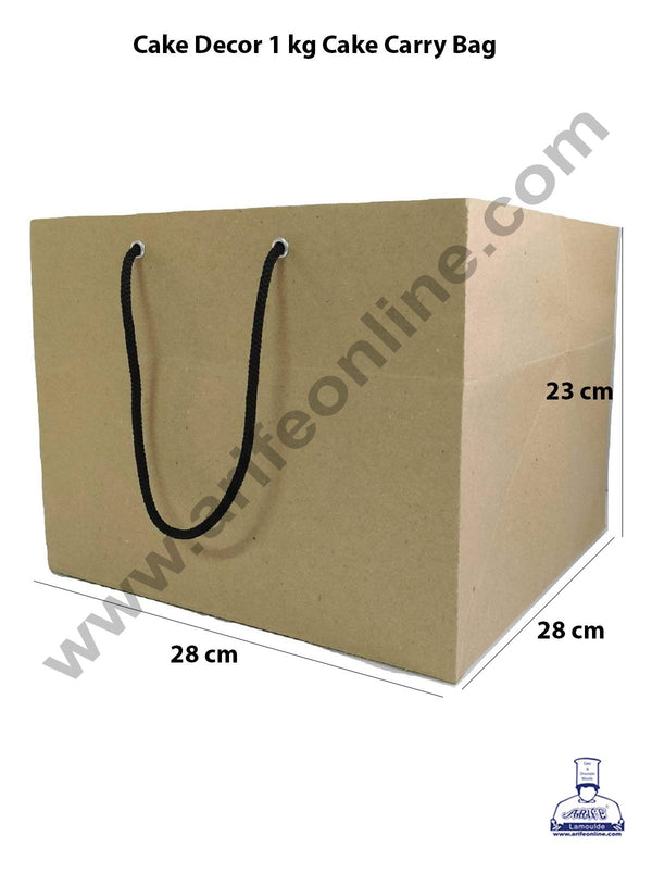 Cake Decor 1 kg Cake Paper Carry Bag With Handle (Pack of 5 Pcs)