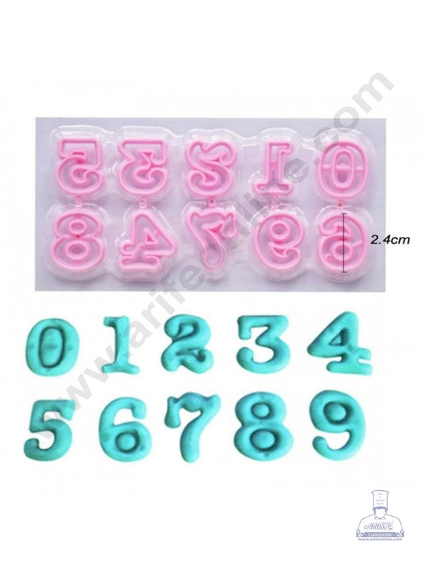 Cake Decor 10 Pieces Plastic Pink Number Cake And Cookie Stamping Fondant Cutter (SBB-43)