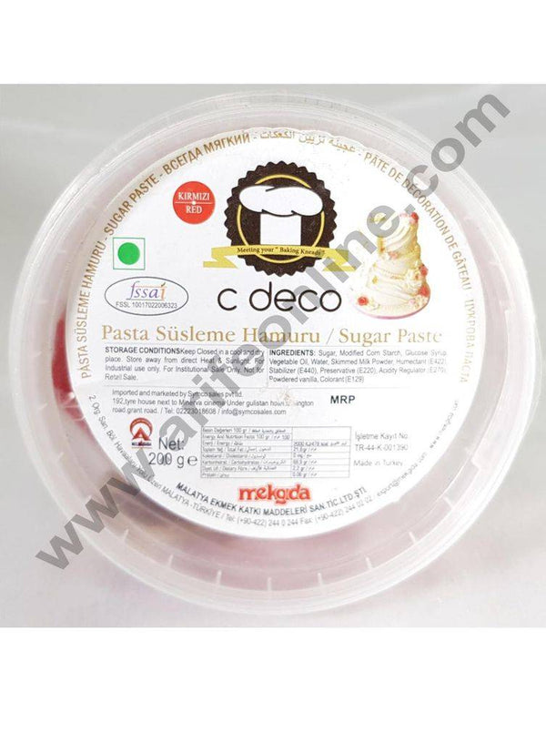 C Deco Sugar Paste (Fondant)-Red 200 GRM
