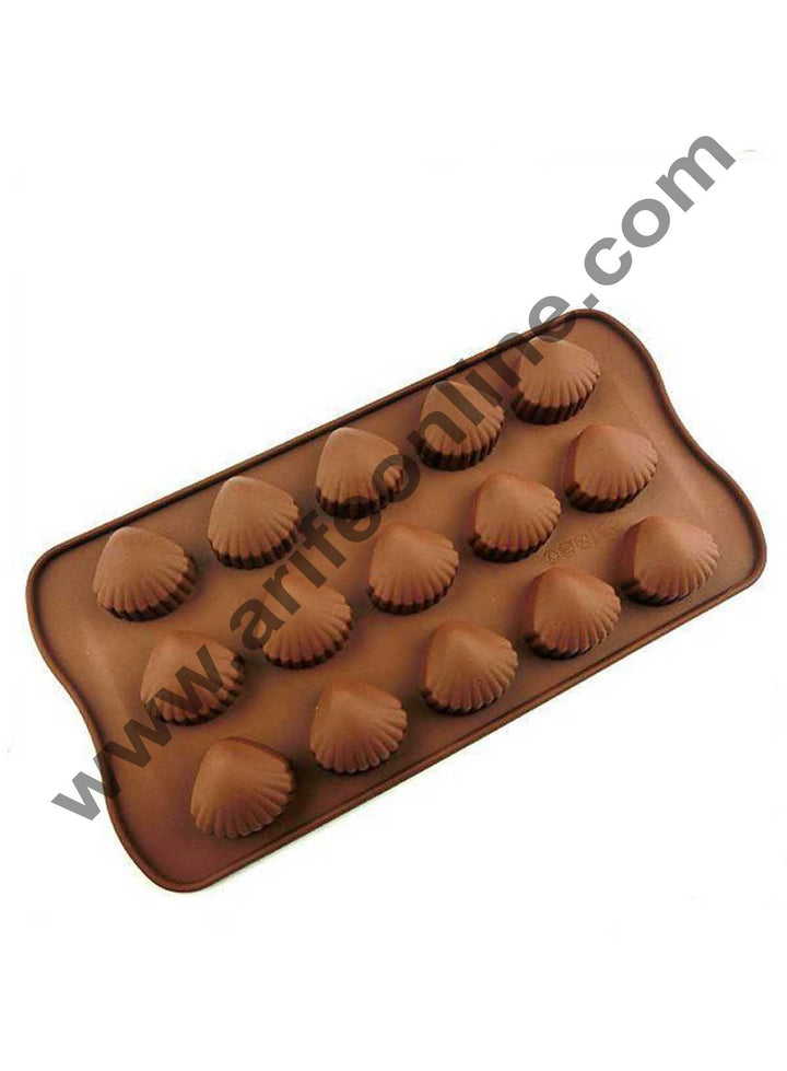 Cake Decor Silicon 15 Cavity Sea Shell Brown Chocolate Mould, Ice Mould, Chocolate Decorating Mould