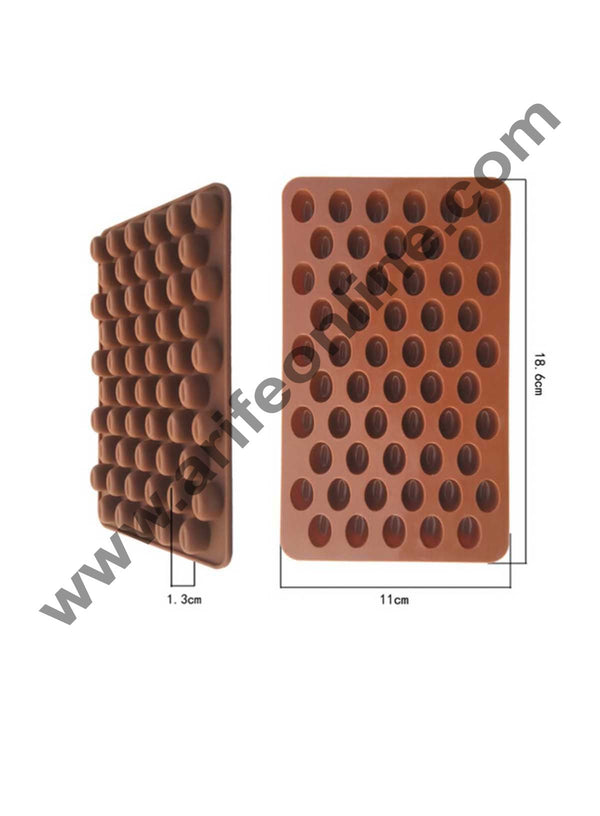 Cake Decor Silicon 55 Cavity Coffee Beans Brown Chocolate Mould, Ice Mould, Chocolate Decorating Mould