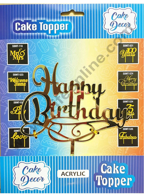 Cake Decor Mirror Shimmer Shining  Acrylic Cake Topper Happy Birthday