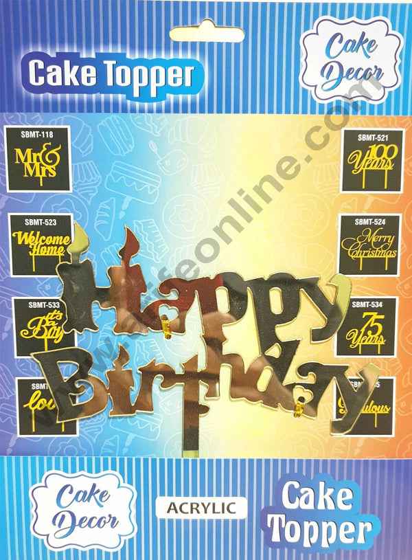 Cake Decor Mirror Shimmer Shining  Acrylic Cake Topper Happy Birthday