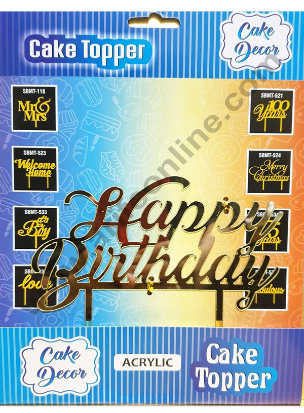 Cake Decor Mirror Shimmer Shining  Acrylic Cake Topper Happy Birthday