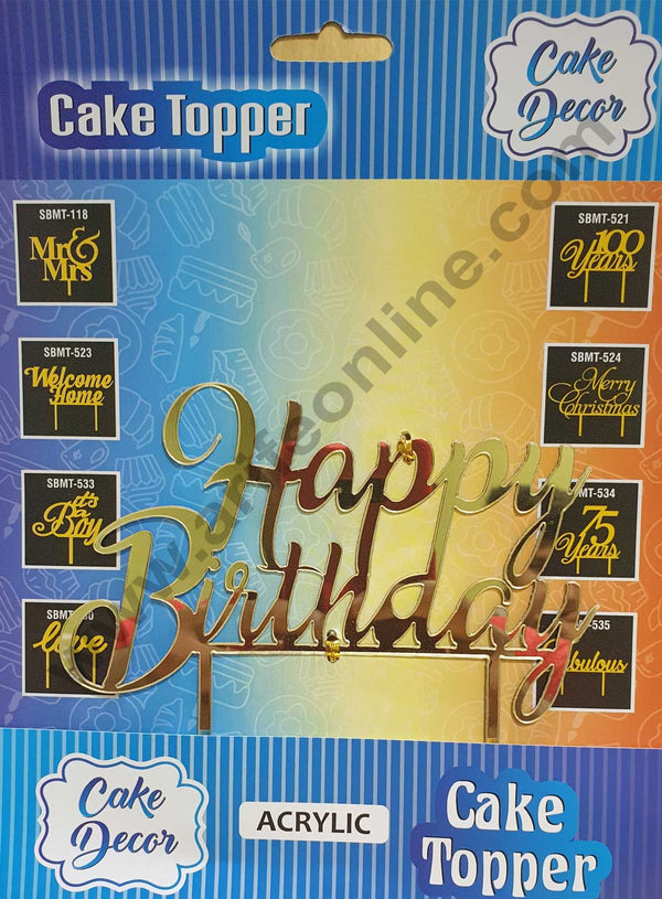 Cake Decor Mirror Finshing Acrylic Cake Topper Happy Birthday