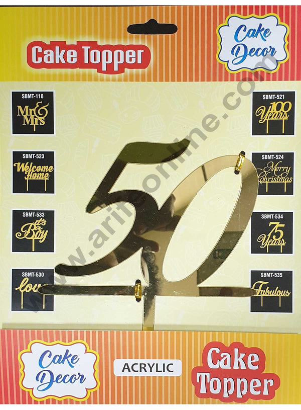 Cake Decor Mirror Shimmer Shining  Acrylic Cake Topper Number 50