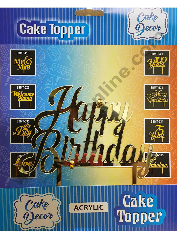 Cake Decor Mirror Shimmer Shining  Acrylic Cake Topper Happy Birthday