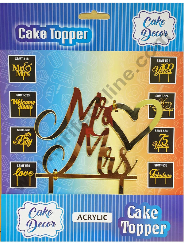 Cake Decor Mirror Shimmer Shining  Acrylic Cake Topper Mr And Mrs