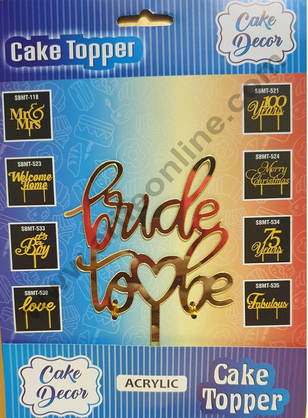 Cake Decor Mirror Shimmer Shining  Acrylic Cake Topper Bride To Be