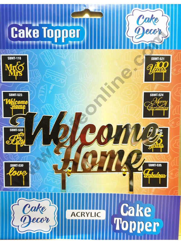 Cake Decor Mirror Shimmer Shining  Acrylic Cake Topper Welcome Home