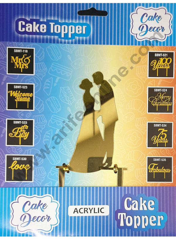 Cake Decor Mirror Shimmer Shining  Acrylic Cake Topper Wedding Couple