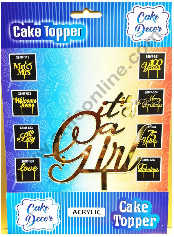 Cake Decor Mirror Shimmer Shining  Acrylic Cake Topper its a Girl