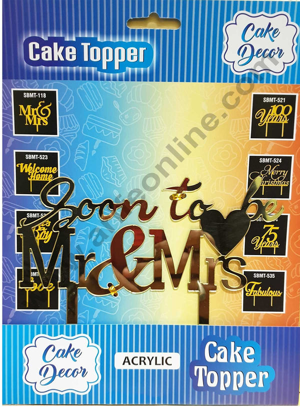 Cake Decor Mirror Shimmer Shining  Acrylic Cake Topper Soon To Be Mr and Mrs