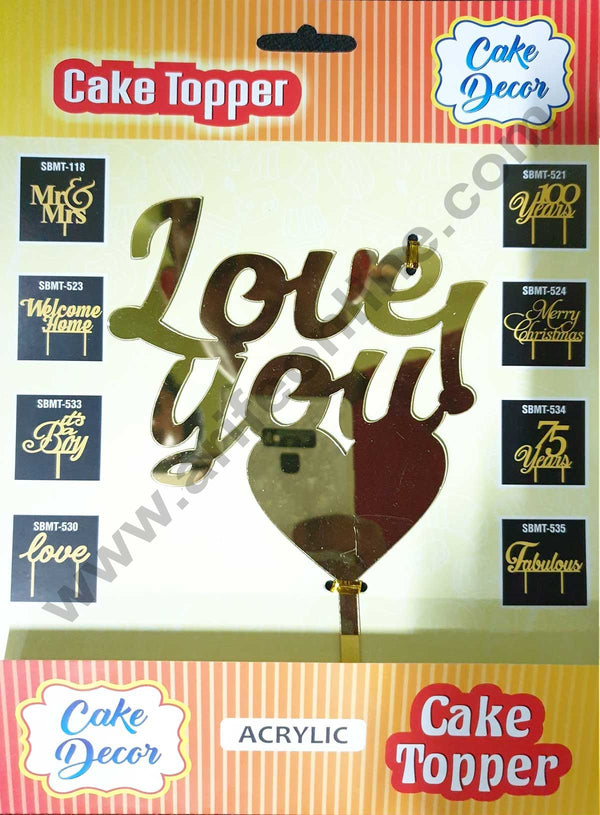 Cake Decor Mirror Shimmer Shining  Acrylic Cake Topper Love You