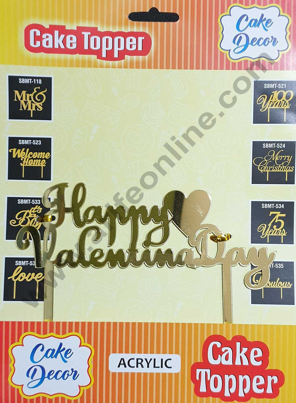 Cake Decor Mirror Shimmer Shining  Acrylic Cake Topper Happy Valentines Day