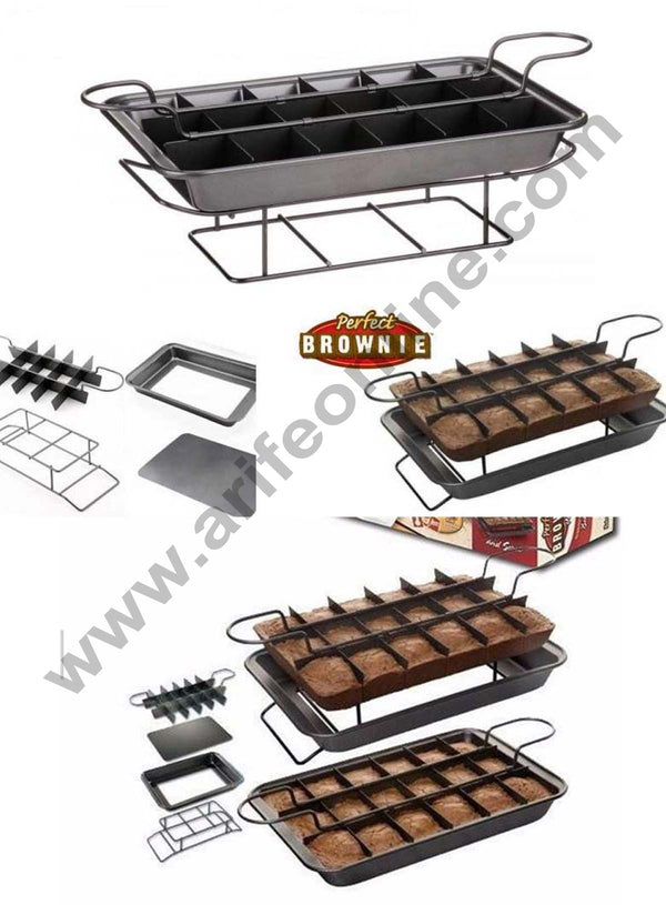 Cake Decor Non Stick 3 Set Brownie Pan Cake Mold Built-in Slice Removable Bottom Cake Pans