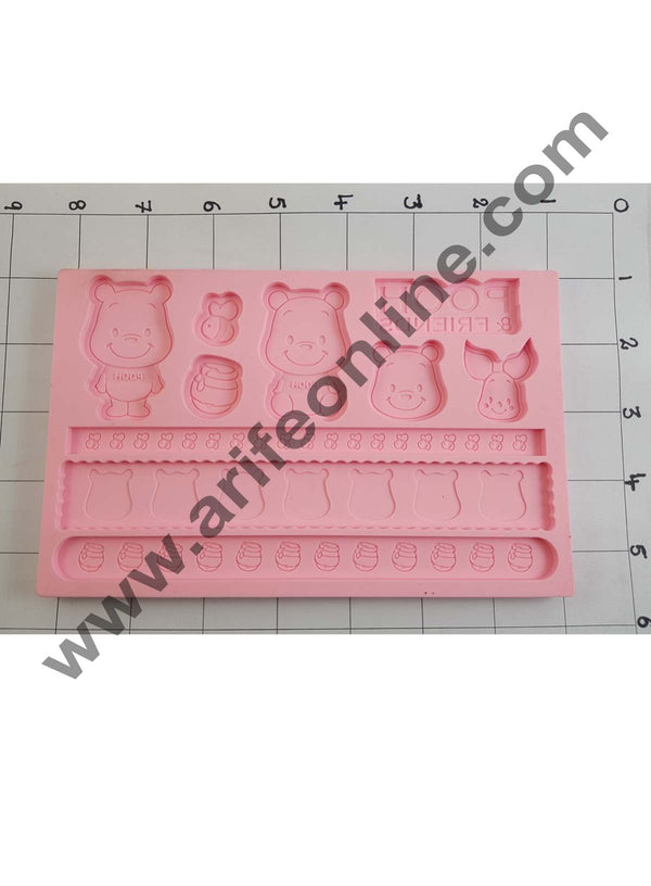 Cake Decor Silicon Cartoon Pooh and his Friends Shape Fondant Clay Marzipan Cake Decoration Mould