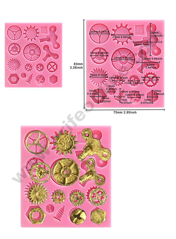 Cake Decor Silicone Clockwork Screw Gear Ring Silicone Fondant Mold