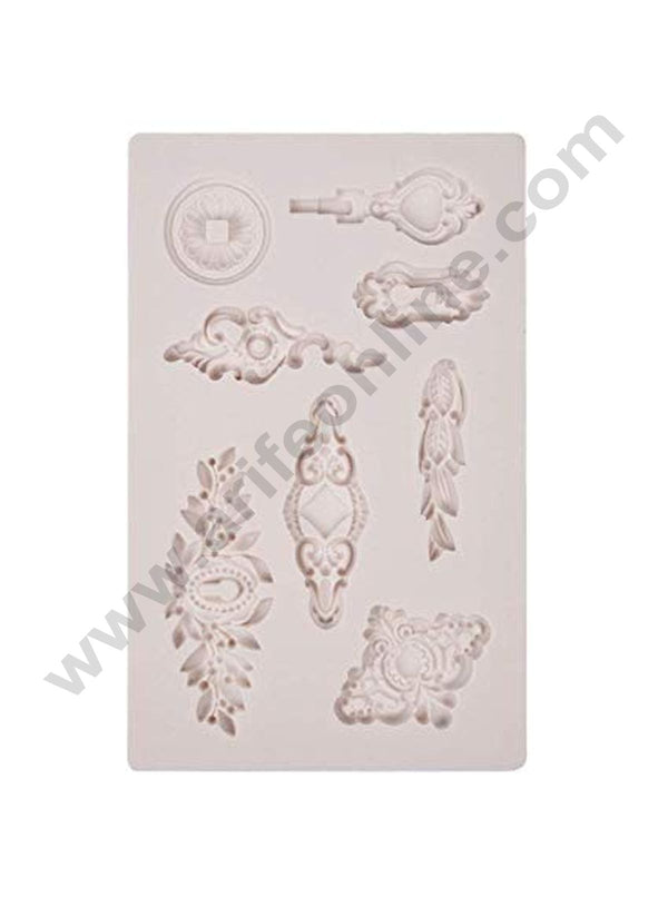Cake Decor Silicone 8 Cavity Mirror Frame Fondant Vintage Art Craft Decorator Fondant Mould
