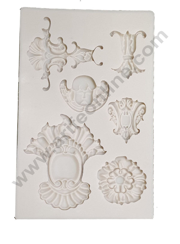 Cake Decor Silicone 6 Cavity Vintage Frame With Lady Face Fondant Mold Cake Decorating Mould