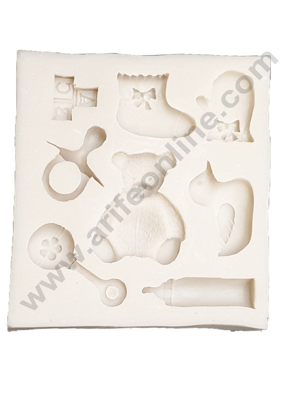 Cake Decor Silicon 8 Cavity Teddy,Bottel,Baby Shower Fondant Mould Cake Decorating Mold