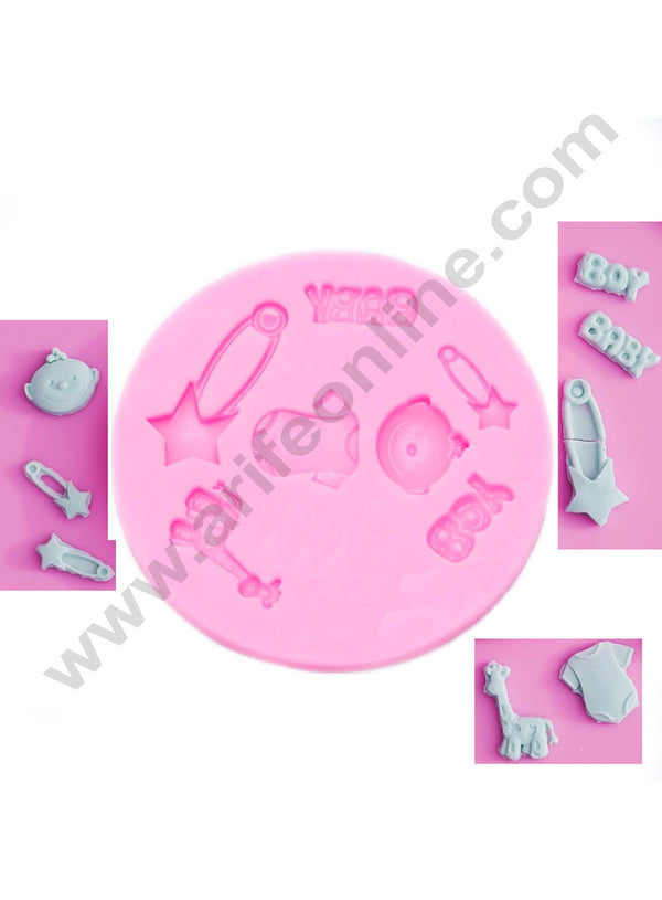 Cake Decor 7 Cavity Silicon Boy and Baby Shower Theme Fondant Marzipan Mould
