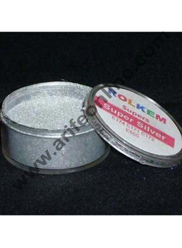 Rolkem Super Silver Metallic Edible Luxury Lustre Dusting Powder 10ml,By Cake Decor