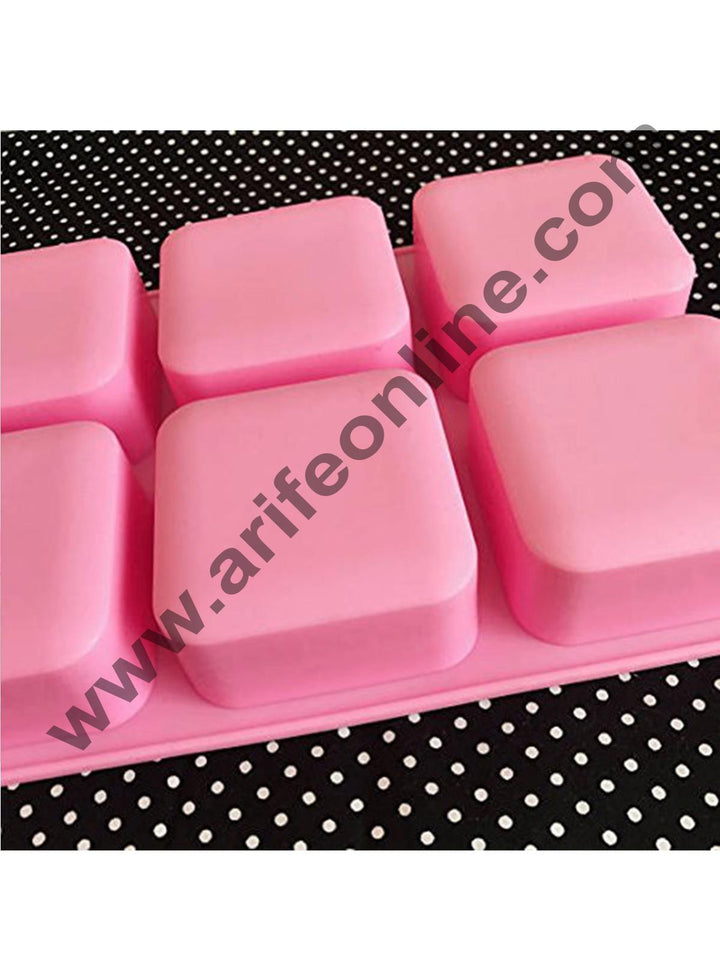 Cake Decor 6 Cavity Basic Square Design Homemade Melt and Pour Soap Cold Process Soap Muffins All Purpose Mould ; Soap Weight : Approx 120 Grams