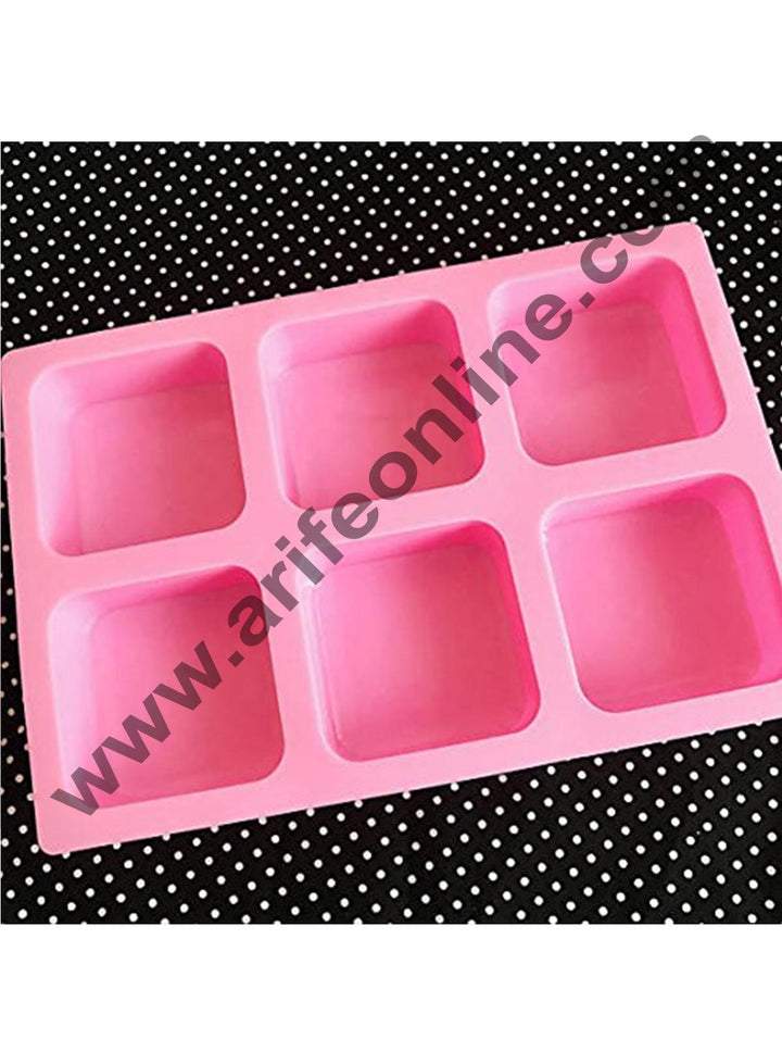 Cake Decor 6 Cavity Basic Square Design Homemade Melt and Pour Soap Cold Process Soap Muffins All Purpose Mould ; Soap Weight : Approx 120 Grams