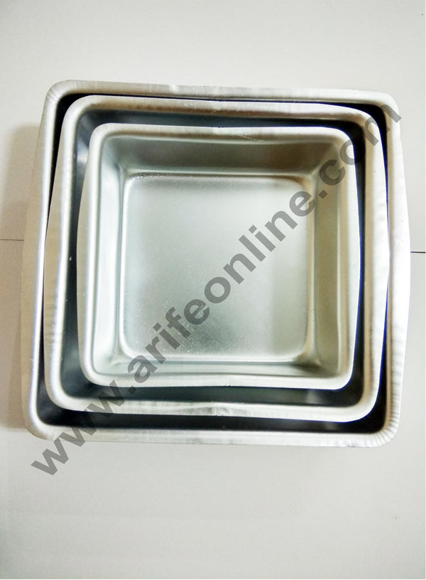 Cake Decor Square Shape Aluminum 3 in 1 Cake Mould Set of 3