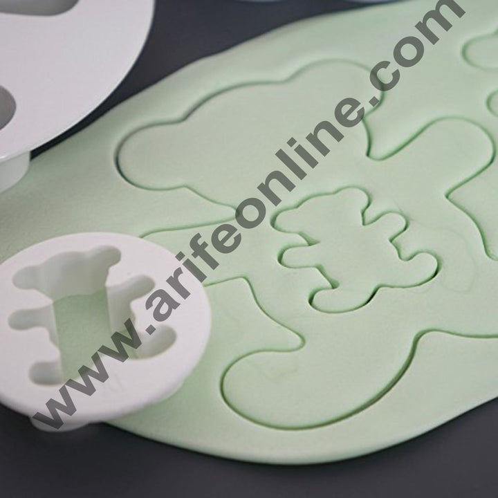 Cake Decor 3Pcs/Set Cute Teddy Bear Shape Fondant Cookie Cutters Plunger Baking Pastry Mold Decorating Tools
