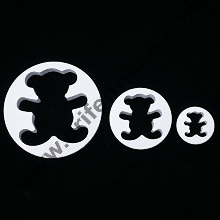 Cake Decor 3Pcs/Set Cute Teddy Bear Shape Fondant Cookie Cutters Plunger Baking Pastry Mold Decorating Tools