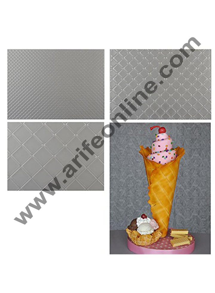 Cake Decor Waffle Pattern Texture Sheets - Set of Three Waffle Patterns Impression Mats