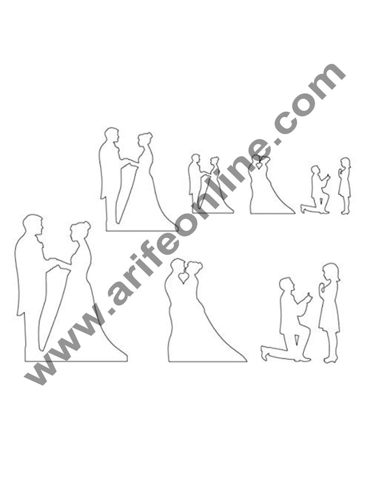 Cake Decor 7 Piece/Set Wedding Couple For Valentine's Silhouette Stencil Cake Decorating Cutting Tool