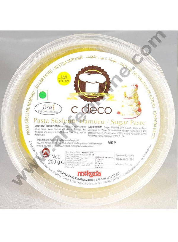 C Deco Sugar Paste (Fondant)-Yellow 200 GRM